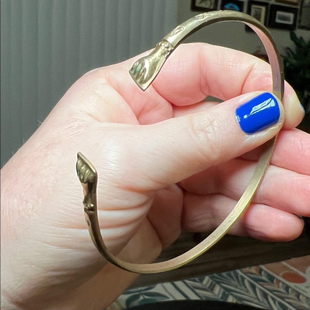 Antique Victorian Figa Fists Fist End Gold Brass Torque Cuff Bracelet Arm Cuff